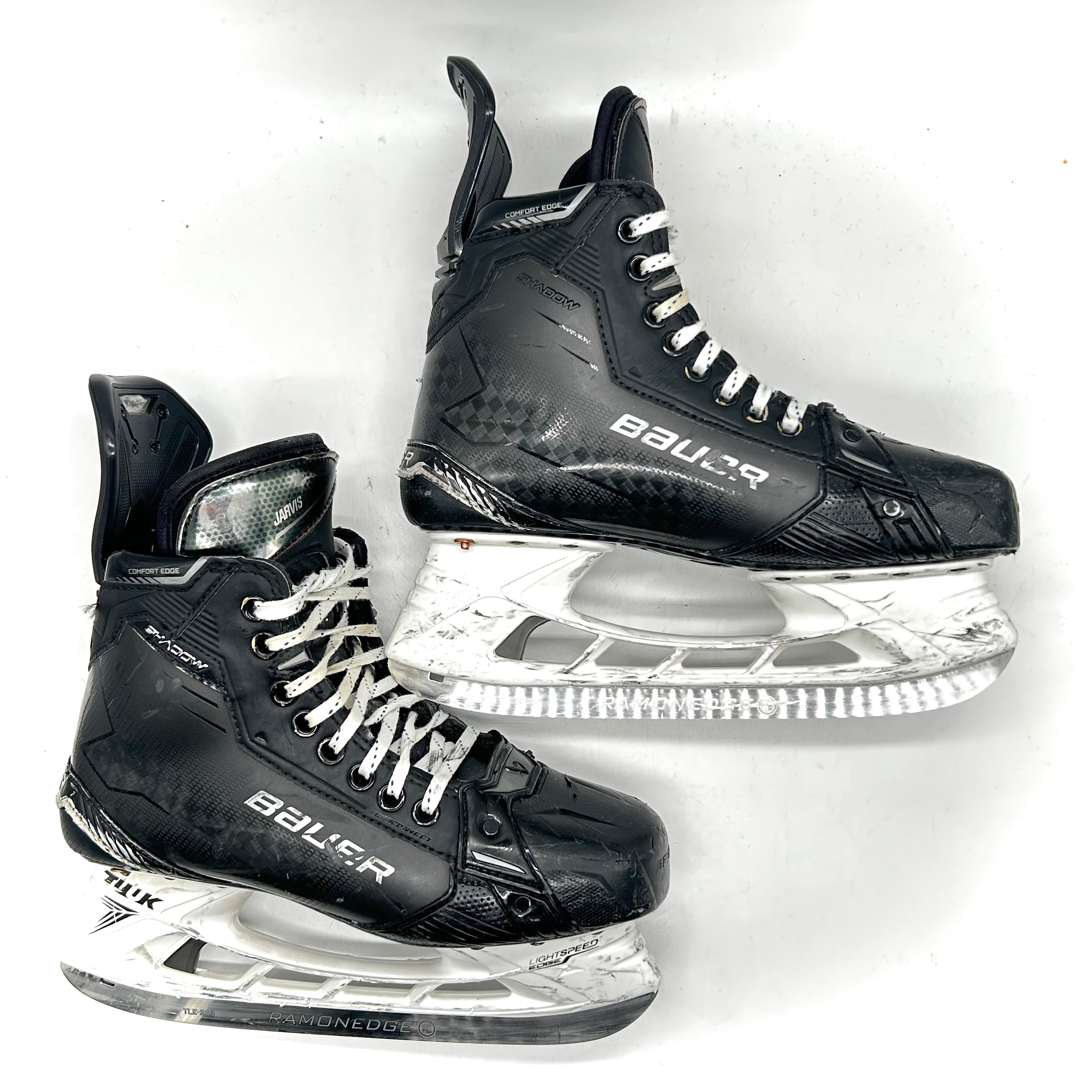 Bauer Supreme Shadow - Patins NHL Pro Stock d'occasion - Seth Jarvis - Taille L : 7,25D/R : 7,5D